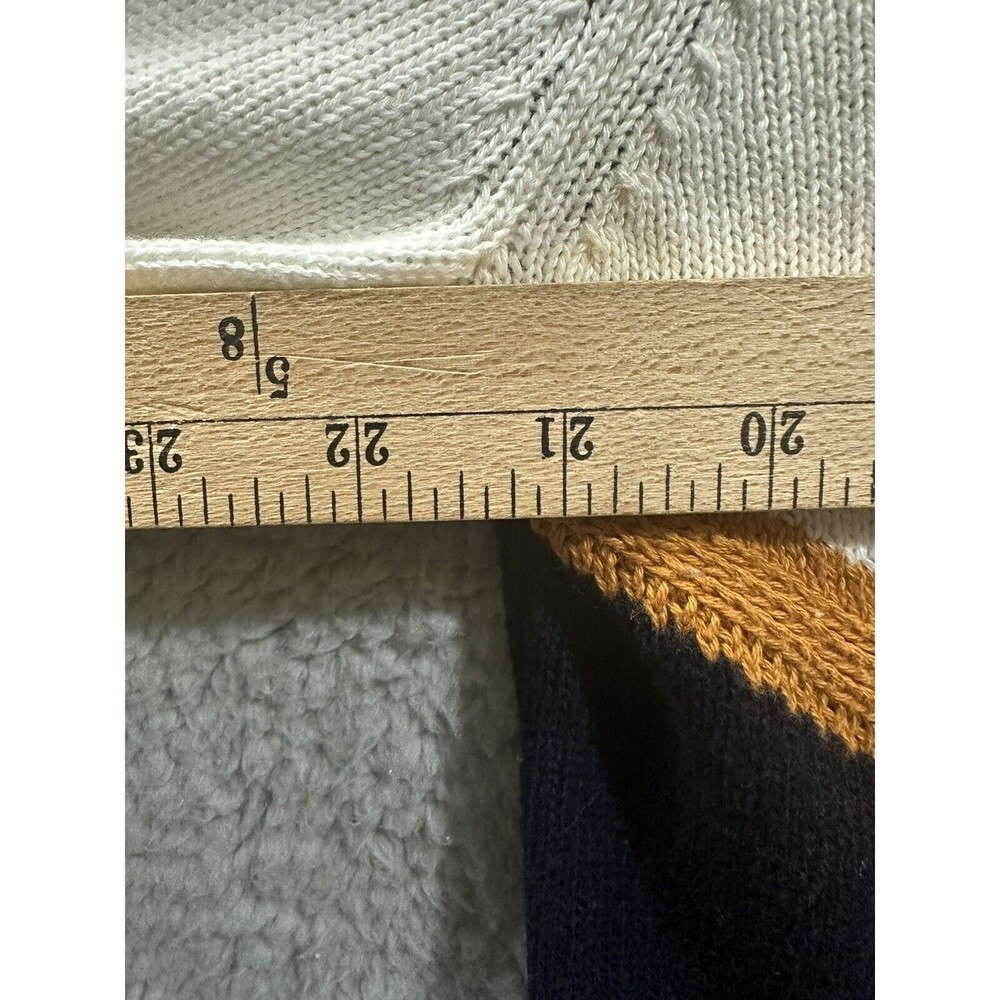 Sean John Mens Ivory/Blue/Brown Color Block Pullover Sweater 1/4 Button Large - Picture 5 of 9